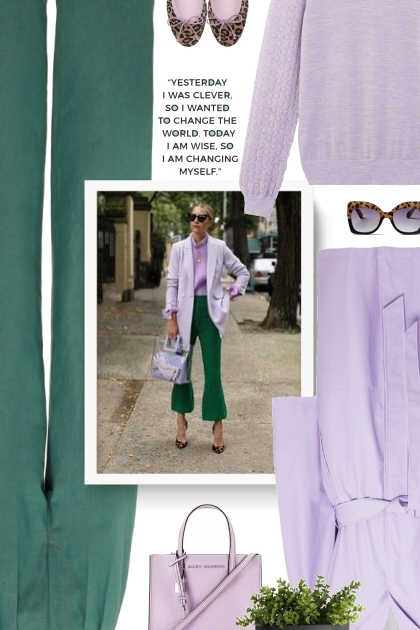 green and lilac- combinação de moda