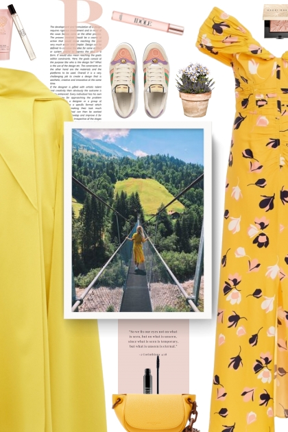 Self Portrait Yellow Floral Dress - Modna kombinacija