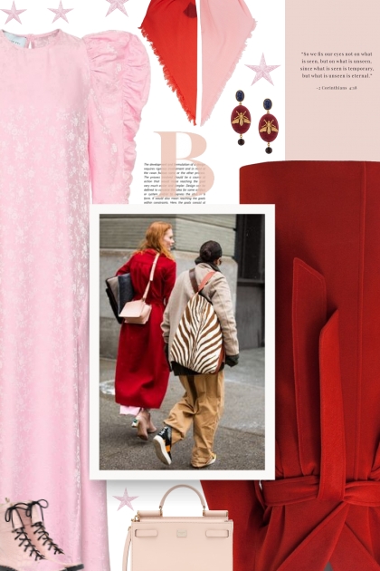 winter - red and pink- combinação de moda