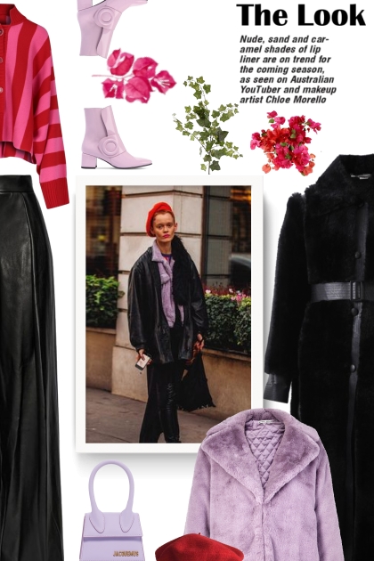  Lilac faux fur jacket - Combinaciónde moda