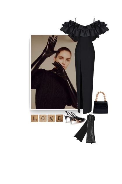 Black Off Shoulder Satin Dress  VD 2021- Modna kombinacija