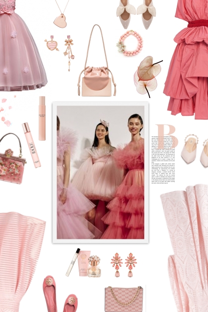 pink taffeta dress - 搭配
