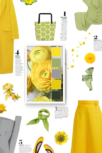 yellow & green & grey- Modna kombinacija