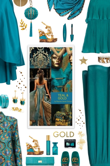 teal and gold- Modekombination