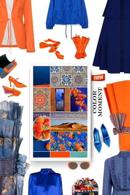 deep blue and orange- Fashion set