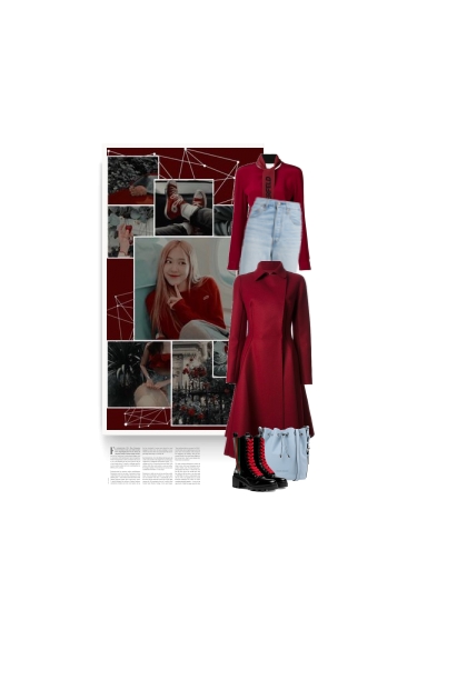 Lanvin flared burgundy coat - Modna kombinacija