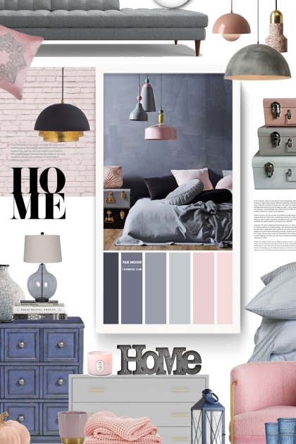 Blush and Grey Bedroom Colour Scheme- Fashion set