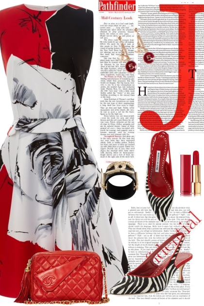 Red,White and Black Dress- Modna kombinacija