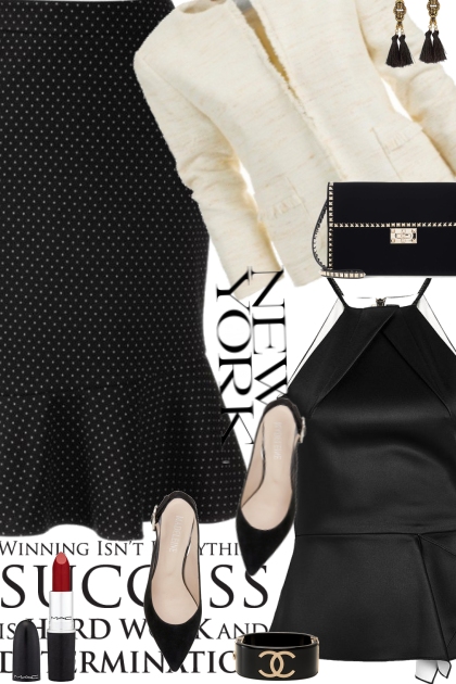 Black and Cream Skirt- combinação de moda