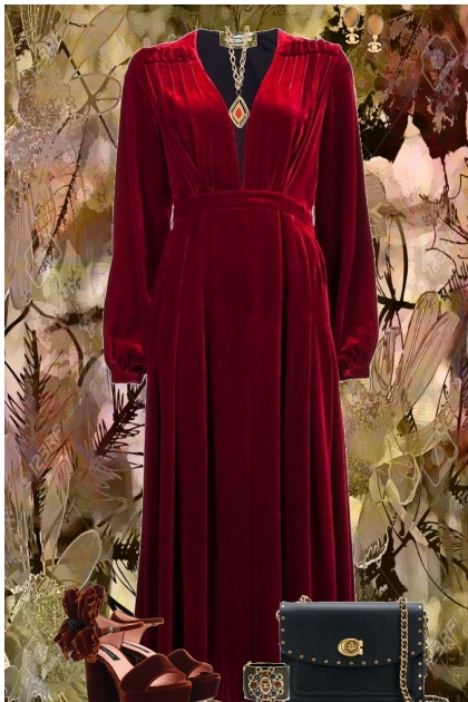 Red Velvet Dress- Модное сочетание