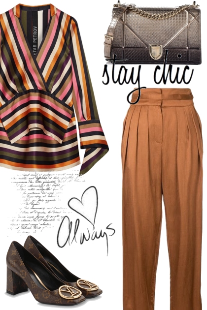 Stripe Silk Blouse- Combinaciónde moda