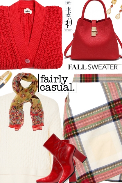 Red Cardigan Sweater- Modna kombinacija