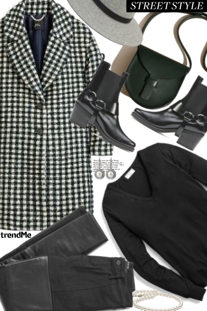 Black and White Check Coat- Combinaciónde moda