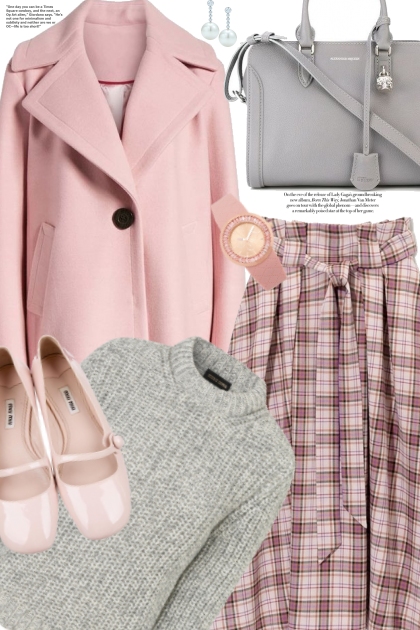 Pink Plaid Skirt- Fashion set