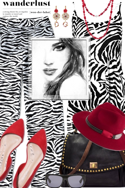 Zebra Print With Touch Of Red- Fashion set