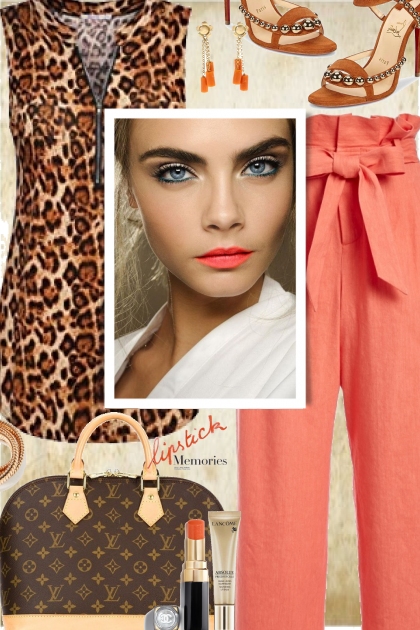 Peach and Leopard Print- combinação de moda