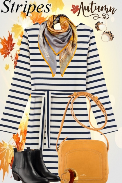 Early Autumn Striped Dress - Modna kombinacija