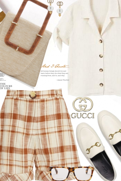 Gucci Cream Loafers- combinação de moda