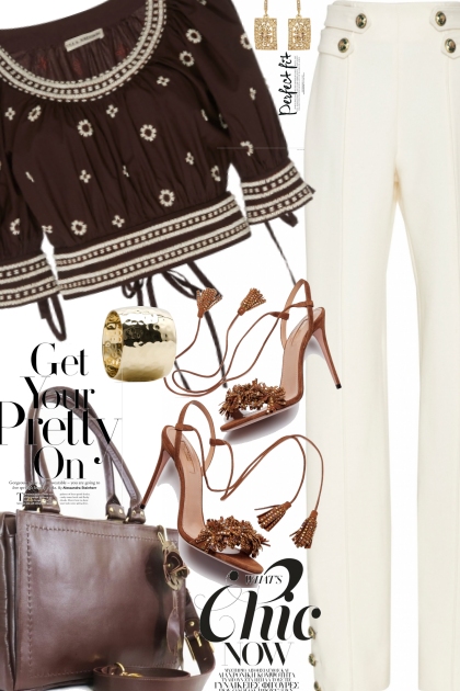 Cream and Brown Top- Fashion set