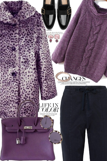 Hermes Birkin Purple Bag- Modna kombinacija