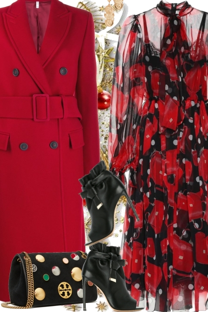Red and Black Dress- Modna kombinacija