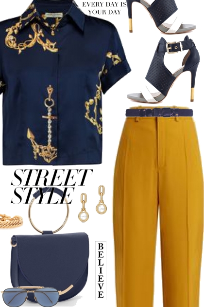 Navy And Gold Top