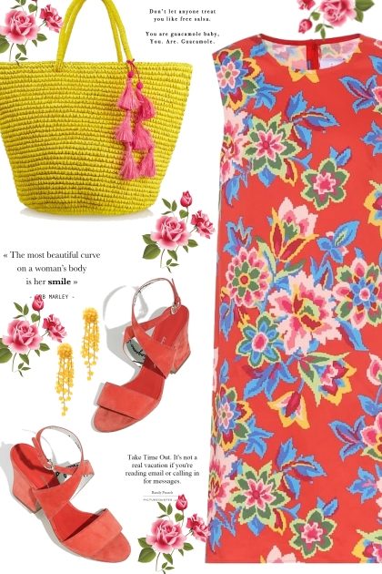 Bright Floral Dress- Modna kombinacija