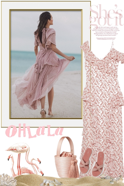 Pink and cream Summer Dress- コーディネート
