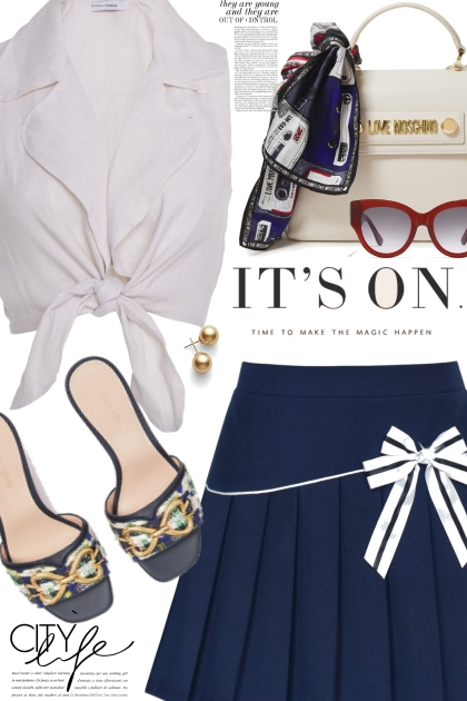 Navy and White Skirt- Modna kombinacija