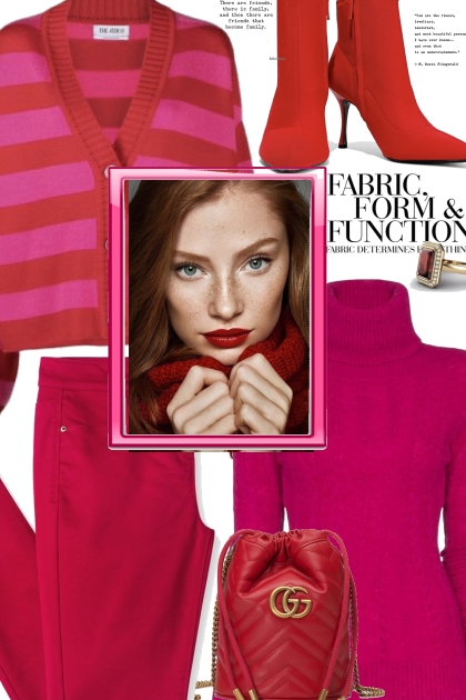 Red and Pink Cardigan- Modna kombinacija