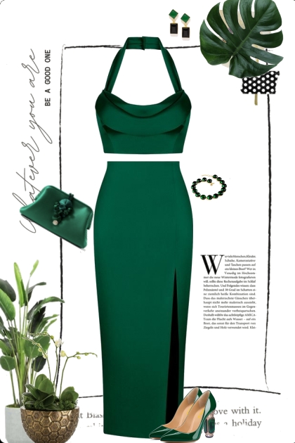 Green Party Dress- Fashion set