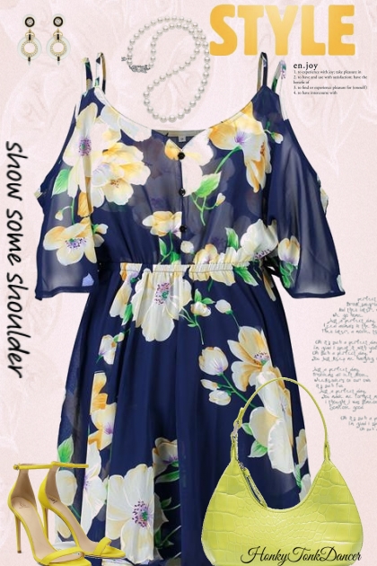 Off Shoulder Floral Dress- Combinazione di moda