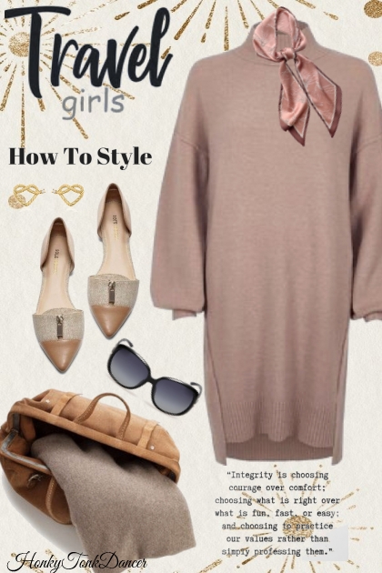 Taupe Sweater Dress- Combinaciónde moda