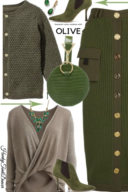 Olive Balmain Skirt- combinação de moda