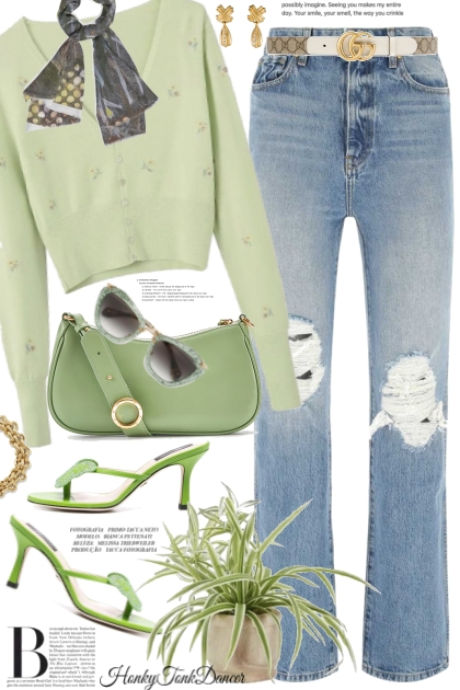 Spring Green Sweater- Fashion set
