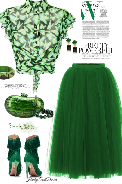 Green Butterfly Top- Combinaciónde moda