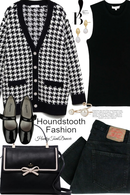 Houndstooth Cardigan- combinação de moda