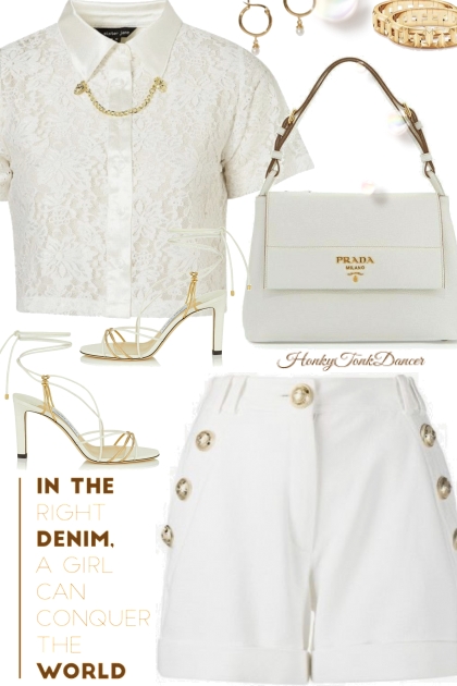 White Denim Shorts- Fashion set