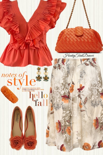 Orange and Floral- combinação de moda