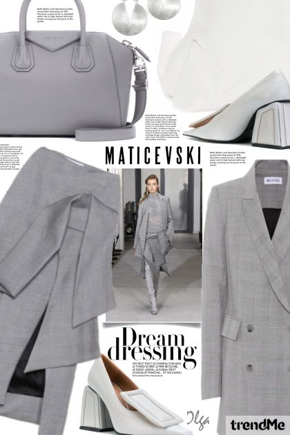 Maticevski Grey Plaid Outfit- Модное сочетание