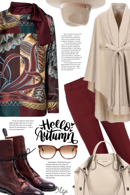 Ferragamo silk blouse outfit- Модное сочетание