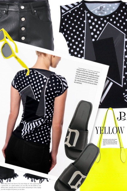 yellow and polka dots- Modna kombinacija