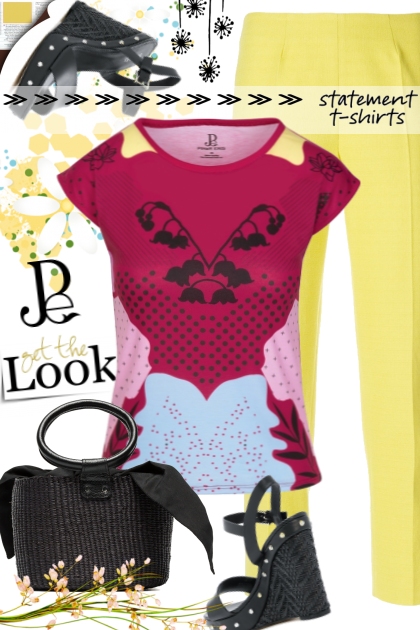  Abstract Floral Print Slim Fit T-Shirt - Combinazione di moda