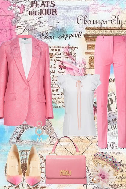 pink in paris- Combinazione di moda