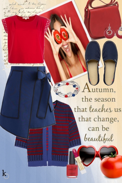 Autumn in Red & Blue - Fashion set