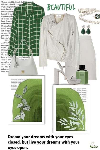 Off White and Shades of Green- combinação de moda