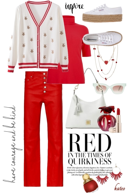 Today I wear RED !!- Modna kombinacija