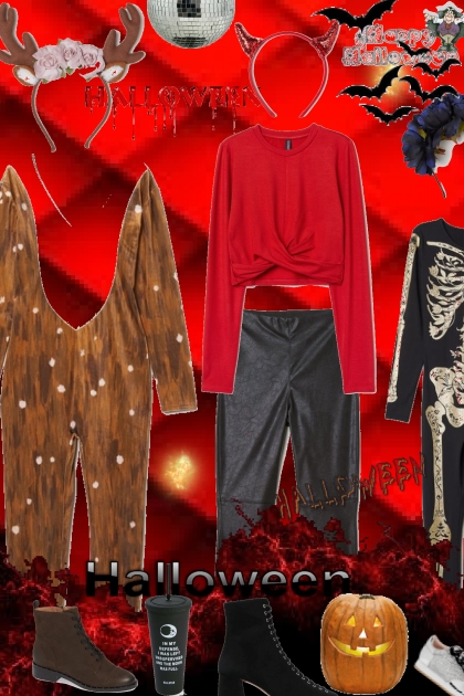 The reindeer,the l'il devil and the skeleton bride- Fashion set