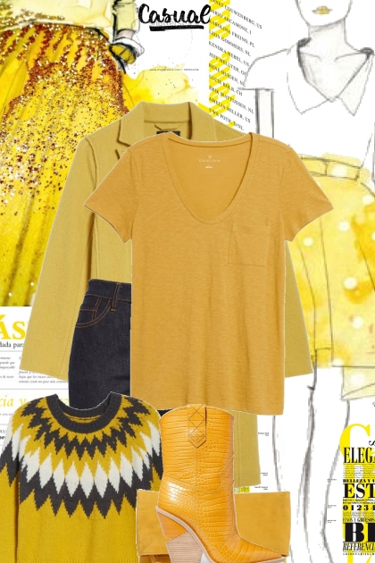 Ceylon Yellow, marigold and dark grey- combinação de moda