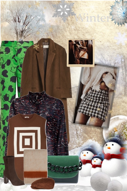 Brown and green for Winter- コーディネート